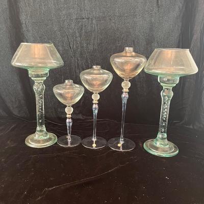 Romanian Art Glass Oil Lamps & Bubble Glass Candleholders (LR-MG)