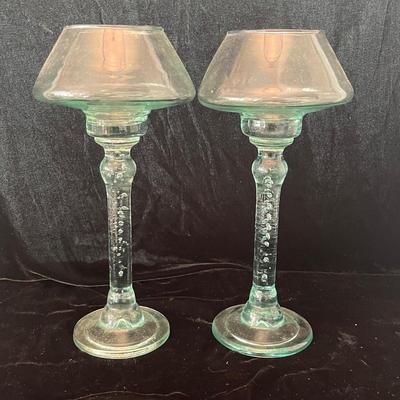 Romanian Art Glass Oil Lamps & Bubble Glass Candleholders (LR-MG)