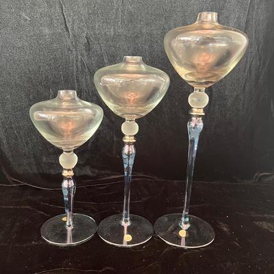 Romanian Art Glass Oil Lamps & Bubble Glass Candleholders (LR-MG)