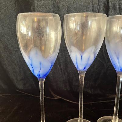 Floral Design Glasses & Unique Signed Glass Bowl (LR-MG)