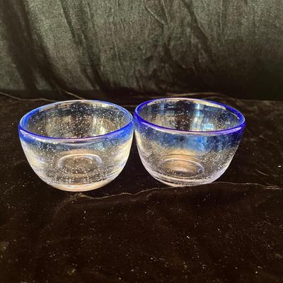 Floral Design Glasses & Unique Signed Glass Bowl (LR-MG)
