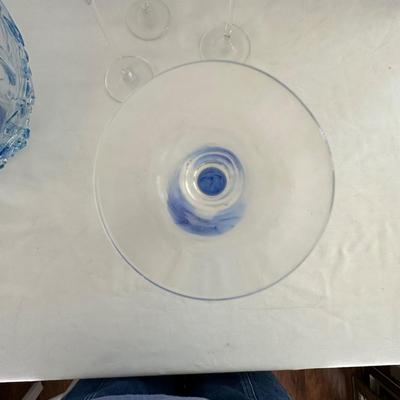 Floral Design Glasses & Unique Signed Glass Bowl (LR-MG)