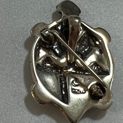 Beaded 925 Necklace with Turtle Pendant & 925 Turtle Brooch (B4-RG)