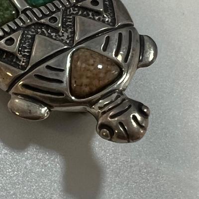 Beaded 925 Necklace with Turtle Pendant & 925 Turtle Brooch (B4-RG)