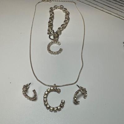 Letter "C" Necklaces, Earrings, Brooches Inc. 925 (B4-RG)