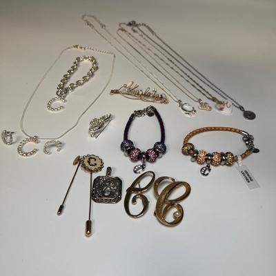 Letter "C" Necklaces, Earrings, Brooches Inc. 925 (B4-RG)