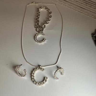 Letter "C" Necklaces, Earrings, Brooches Inc. 925 (B4-RG)
