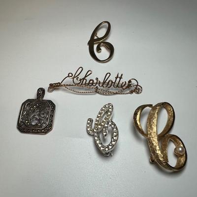Letter "C" Necklaces, Earrings, Brooches Inc. 925 (B4-RG)