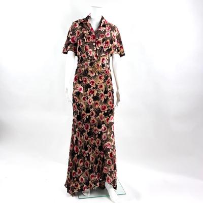 Lot 598 Vintage Sleeveless Dress with Matching Cape& Belt