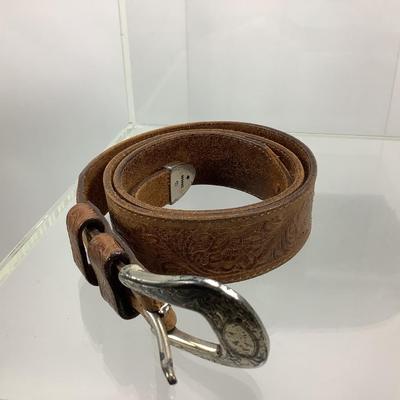 420 Vintage Justin's Embossed Leather Belt & Boho Handbag