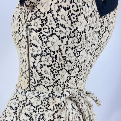 Lot 601  Vintage 1950â€™s Crochet Lace & Taffeta Dress