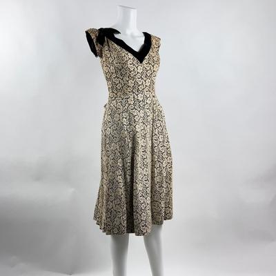 Lot 601  Vintage 1950â€™s Crochet Lace & Taffeta Dress