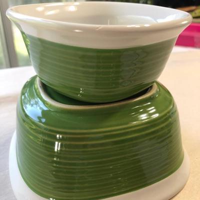 Five piece grass green corning ware