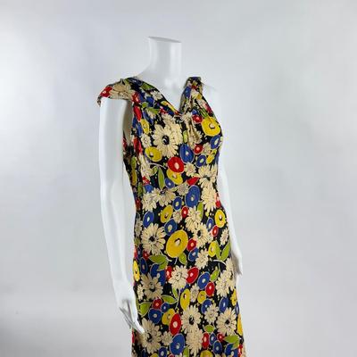 Lot 602 Vintage Floral Dress with Matching Jacket ( very fragile )