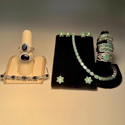 Emeralds & Sapphires on 925 (B4-RG)