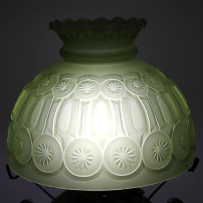 Beautiful Antique Green Glass Kerosene Shade