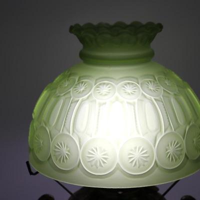 Beautiful Antique Green Glass Kerosene Shade