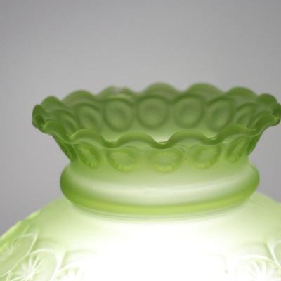 Beautiful Antique Green Glass Kerosene Shade