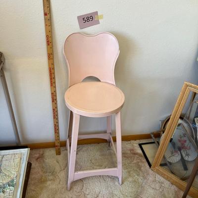 Vintage Pink metal stool