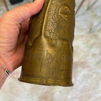 WW1 Trench Art US Navy 75mm Shell Casing Vase