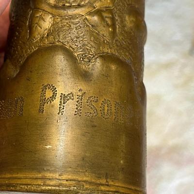 WW1 Trench Art US Navy 75mm Shell Casing Vase