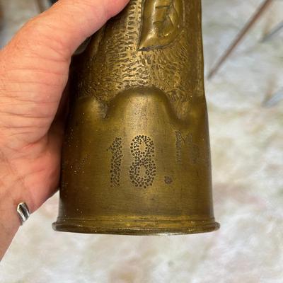 WW1 Trench Art US Navy 75mm Shell Casing Vase