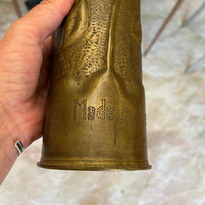 WW1 Trench Art US Navy 75mm Shell Casing Vase