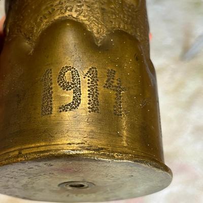 WW1 Trench Art US Navy 75mm Shell Casing Vase