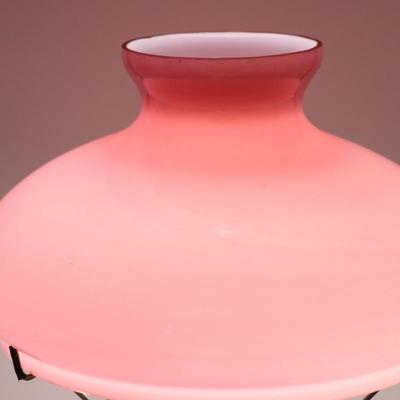 Pair of Pink Cased Tam O Shanter Glass Kerosene Lamp Shades