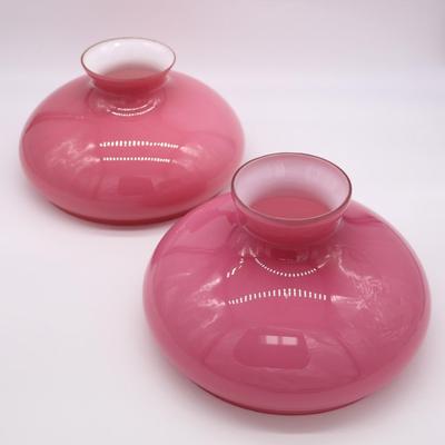 Pair of Pink Cased Tam O Shanter Glass Kerosene Lamp Shades