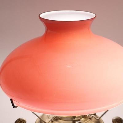 Pair of Pink Cased Tam O Shanter Glass Kerosene Lamp Shades