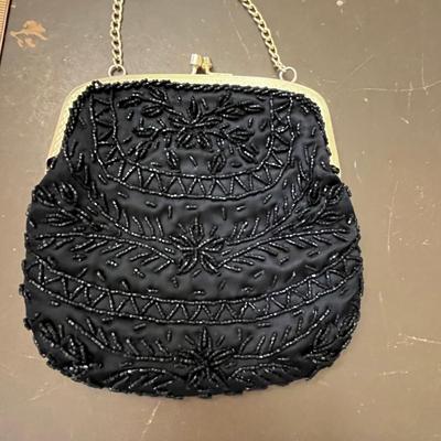 Antique Black beaded Handbag