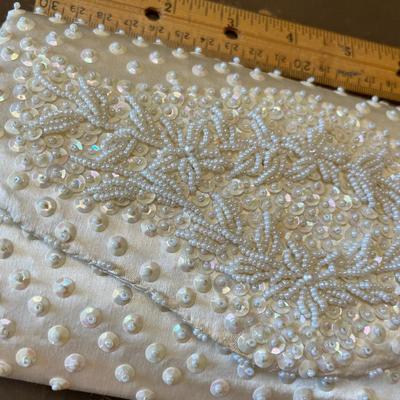 White Pearl beaded clutch
