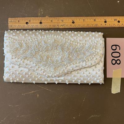 White Pearl beaded clutch