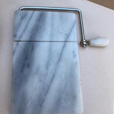 White marble mortar and cheese board/slicer