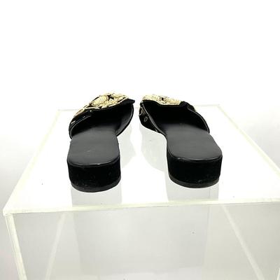 Lot 460 Black Mules with Gold Details ( unbranded ) Size 8.5 ( EUC )