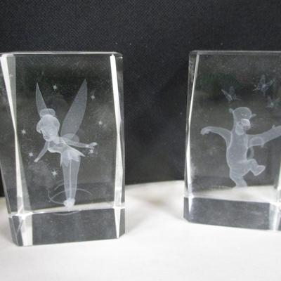 Tinkerbell & Tigger Glass Paperweights