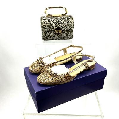 Lot 462   Cheetah Lot - Stuart Weitzman Chenotracks Size 8 NWB & Adriana Larat Cheetah Gold Toned Handbag