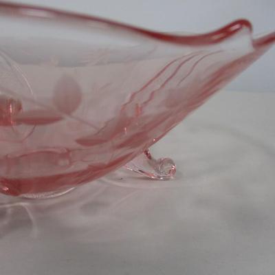 Pink Footed Etched Bowl