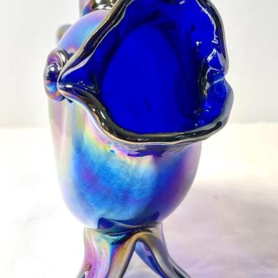 Gibson cobalt blue carnival glass fish