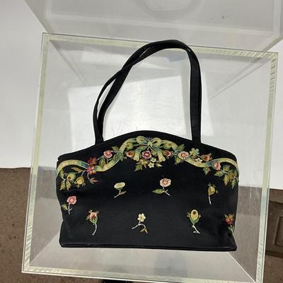 Lot 467 Chelsea Textiles Black with Silk Embroidered Mules ( Size 10) & Matching Handbag