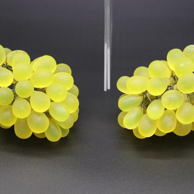 Lot of 4 Antique Green Glass Grape Beads Bulb Covers Attributed to Czechoslovakia