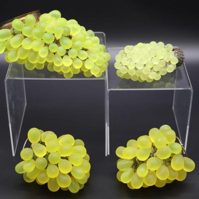 Lot of 4 Antique Green Glass Grape Beads Bulb Covers Attributed to Czechoslovakia