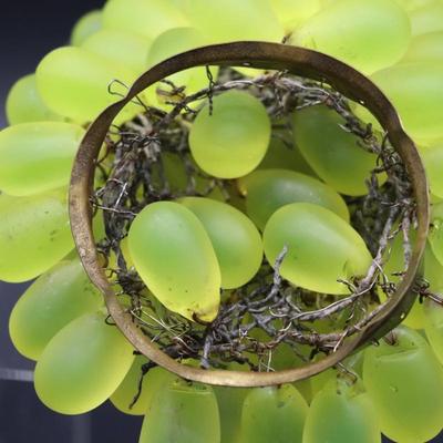 Lot of 4 Antique Green Glass Grape Beads Bulb Covers Attributed to Czechoslovakia