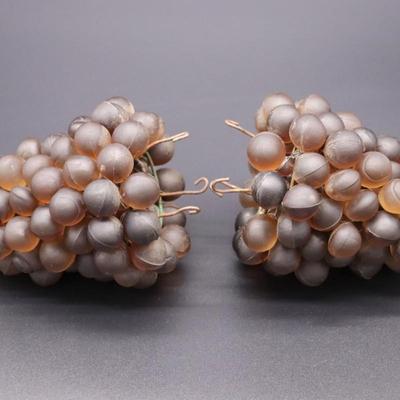 Pair of Antique Purple Glass Grape Beads Bulb Cover Lamp Shades