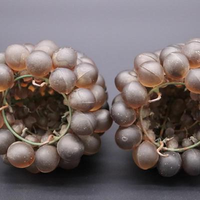 Pair of Antique Purple Glass Grape Beads Bulb Cover Lamp Shades