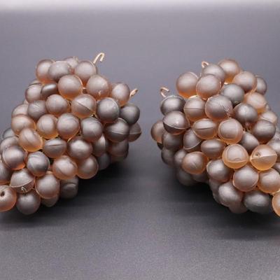 Pair of Antique Purple Glass Grape Beads Bulb Cover Lamp Shades