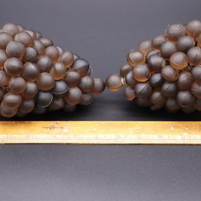 Pair of Antique Purple Glass Grape Beads Bulb Cover Lamp Shades