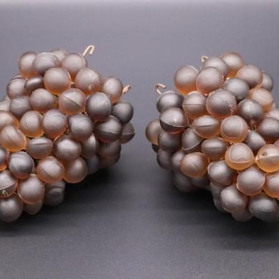 Pair of Antique Purple Glass Grape Beads Bulb Cover Lamp Shades