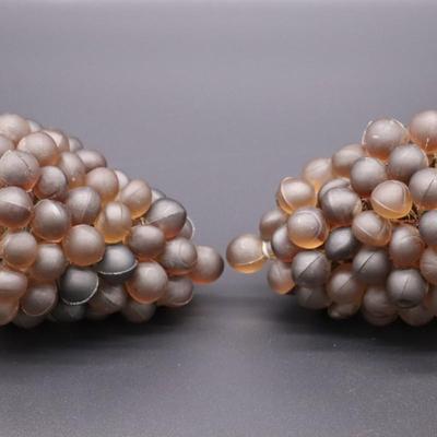 Pair of Antique Purple Glass Grape Beads Bulb Cover Lamp Shades